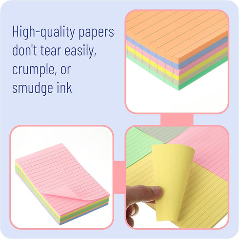 Mr. Pen- Lined Sticky Notes 4x6, 6 Pads, 45 Sheet/Pads, Morandi Colors, Sticky Notes with Lines, Sticky Note Pads, Sticky Pads, Sticky Notes Lined...
