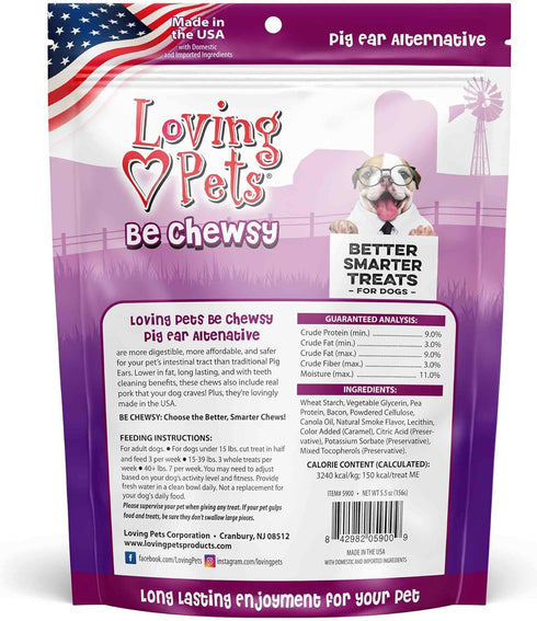 Loving Pets - Be Chewsy Pig Ear Alternative for Dogs Pig Ear Dog Treats for Small, Medium & Large Dogs (4 Pack)...