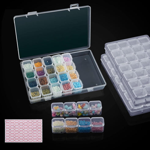 56 Slots Diamond Painting Storage Containers, 28 Girds 2 Pack, Bead Storage Containers, Diamond Art Organizer Box, Diamond Painting Accessories, E...