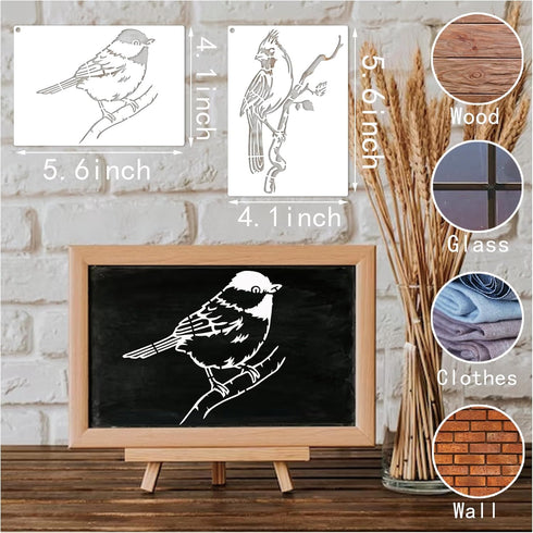 Birds Stencils for Painting on Wood Crafts Reusable Hummingbird on Tree Branch Stencil Art Owl Paint Stencil on Wall Canvas Pattern Paint Stencils...