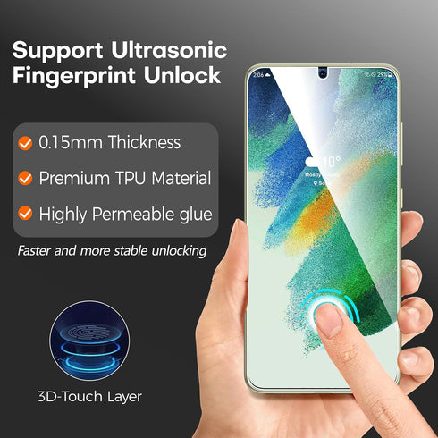 Rayboen for Samsung Galaxy S21 FE 5G Case with 2X Soft Screen Protector, Crystal Clear Hybrid Designed Protective Shockproof Slim Phone Cover for ...