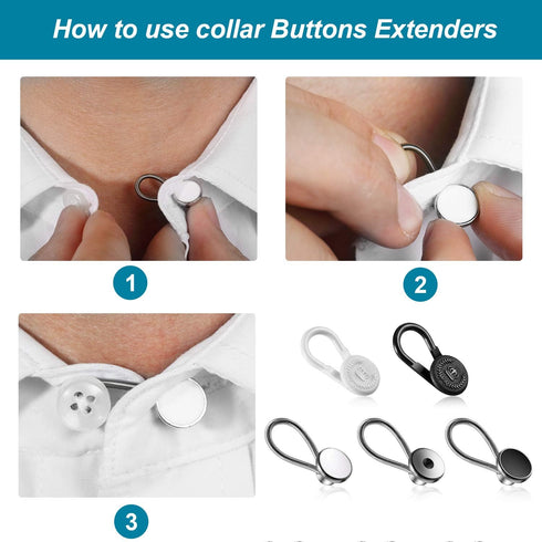 WILLBOND 24 Pieces Collar Extenders Elastic Button Extender Neck for Shirt Pants Dress Trouser Favors...