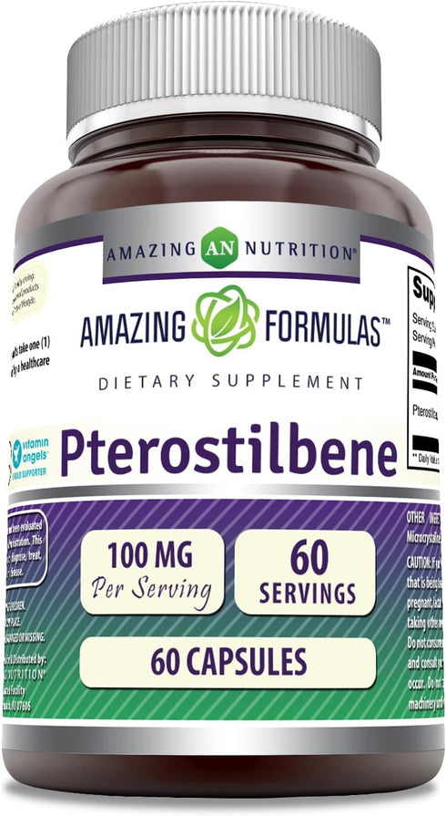 Amazing Formulas Pterostilbene Supplement | 100 Mg per Serving | 60 Capsules | Non-GMO | Gluten Free | Made in USA...