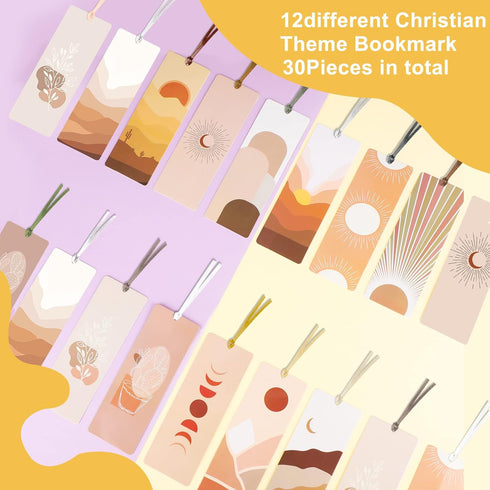 60 Pieces Abstract Boho Bookmarks Minimalist Line Bookmarks Women Minimalist Geometric Sun Double Sided Bookmark Minimalist Landscape Page Markers...