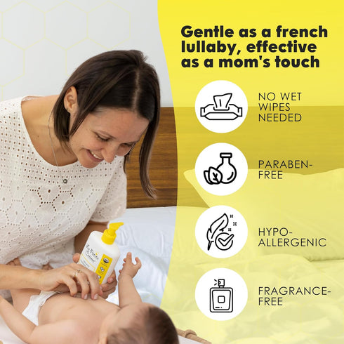 La Petite Creme French Premium Diapering Lotion - Diaper Cream Alternative to Baby Wipes - Gentle Moisturizer & Skin Cleanser with USDA Certified ...