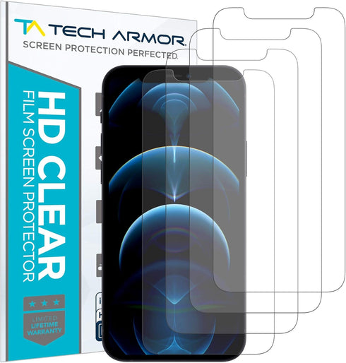 Tech Armor HD Clear Film Screen Protector Designed for Apple iPhone 12 Pro Max 6.7 Inch 4 Pack 2020...