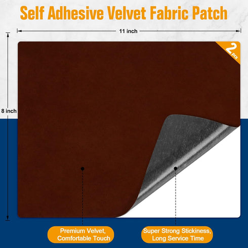 ILOFRI Fabric Couch Repair Patch Self Adhesive 8x11 inch 2PCS, Velvet Microfiber Flannel Sofa Repairing for Upholstery, Furniture, Loveseat, Car S...