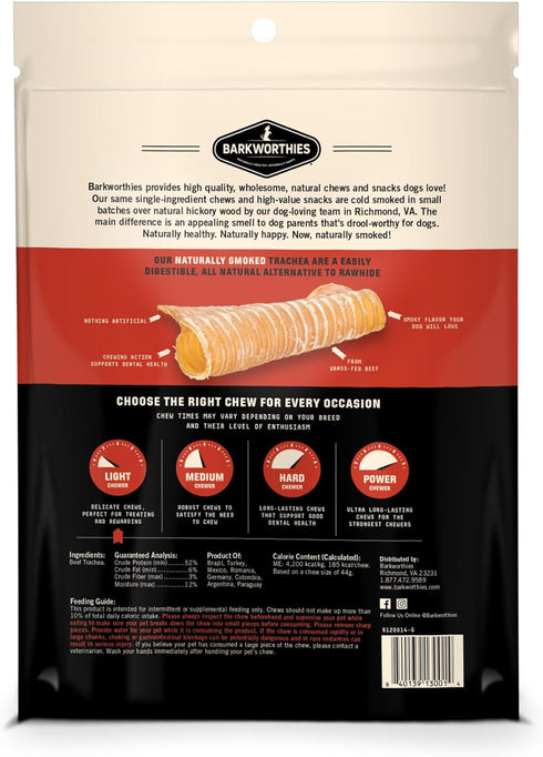 Barkworthies USA Hickory Smoked Beef Trachea 6-inch 3-Pack - Amazing Aroma, Great Taste - Natural Source of Glucosamine & Chondroitin for Hip & Jo...