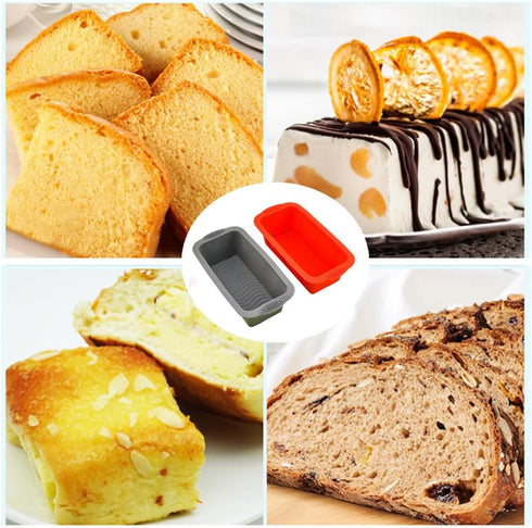 2 Pack Silicone Square Cake Pan,8x4 Inch Bread Loaf Pans,Silicone Baking Pan Non-Stick, Easy Release,Baking Pan for Baking -for Homemade Bread,Toa...