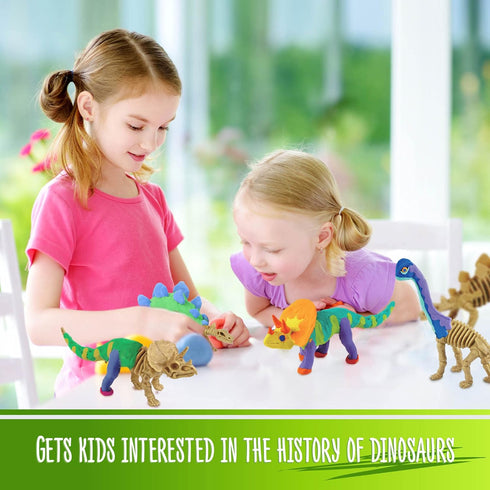 Dino Models, Clay Craft Kit - Dinosaur Arts and Crafts for Kids - Dinosaur Easter Gifts for Boys & Girls - Build 4 Dinos with Air Dry Magic Modeli...