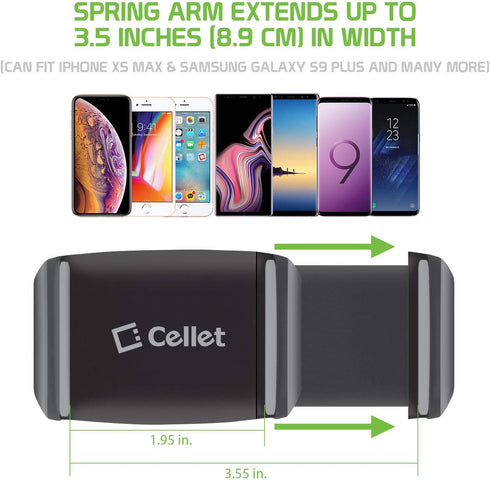 Cellet Vehicle Rear View Mirror Phone Holder Mount Universal Smartphone Cradle Compatible to Apple iPhone, Samsung Galaxy Smartphones, Google Pixe...