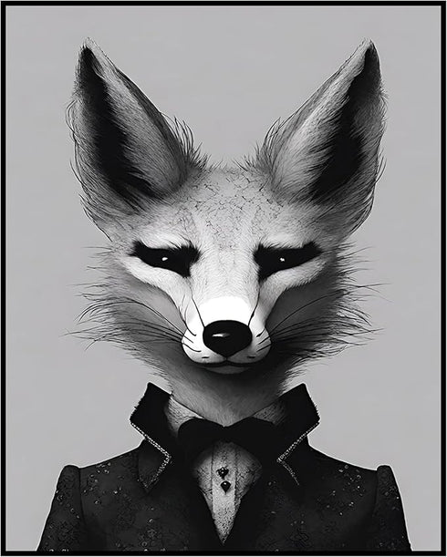 Posterizer 1 pcs- gothic themed fox-Gothic Art-Art for Animal Lovers- Living Room Bedroom Decor- unframed wall art...
