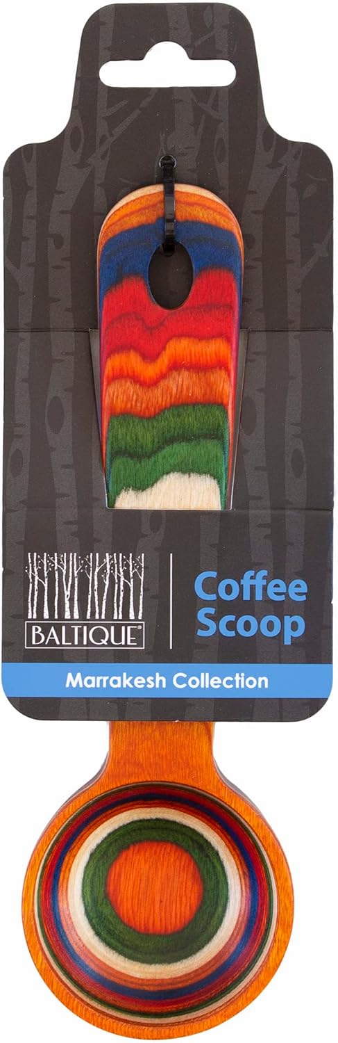 Baltique Marrakesh Collection Wooden Coffee Scoop – Colorful Birch Wood Reusable Scoop for Ground Coffee, Protein Powder & More...