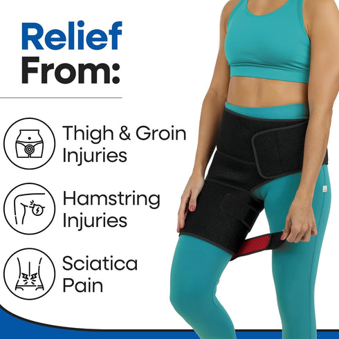 Hip Brace Thigh Compression Sleeve | Hip Sciatica Pain Relief Device Brace | Hamstring & Groin Compression Sleeve Wrap for Sciatic Nerve Relief | ...