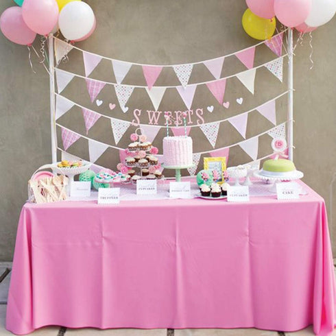 Childom 3 Pack Plastic Tablecloths for Rectangle Tables 54" x 108" White Disposable Table Cloths for 6 to 8 Foot Tables Indoor or Outdoor Parties ...