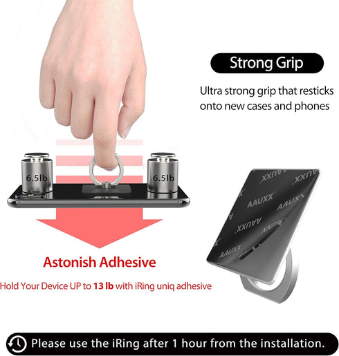 iRing Original, Made in Korea, Phone Ring Holder, Cell Phone Grip Stand, Compatible with iPhone, Galaxy, and Other Smartphones (Black)...