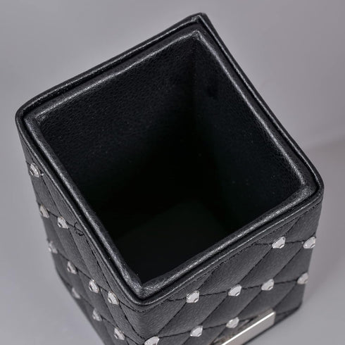 LORYP Makeup Brush Holder Crystal Brushes Cup Black PU Make up Brush Case Bag Storage for Women (Black)...