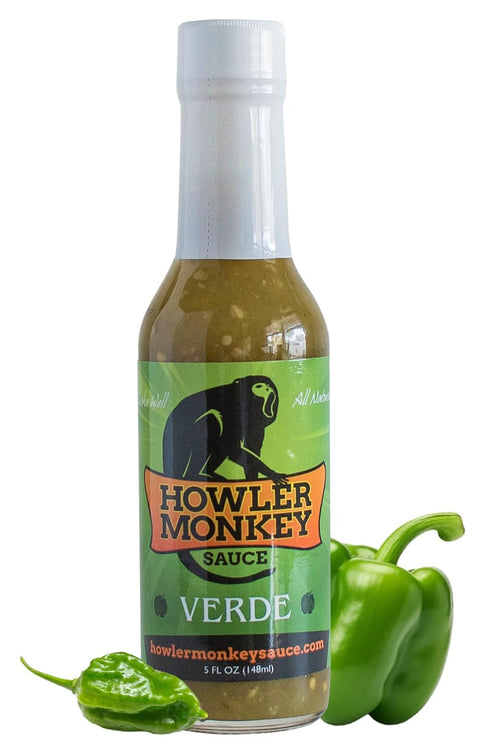 Howler Monkey Sauce Verde - Aji Chombo Inspired Hot Sauce - Gluten Free, No Carbs, Low Sodium - Traditional Panamanian Style - Livening Up Any Dis...