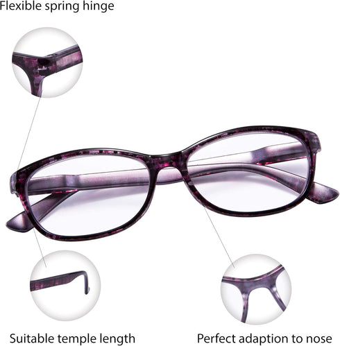EYEGUARD 2 Pairs Reading Glasses for Women Ultra Clear Spring Hinge Readers +3.00...