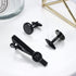 Jstyle Black Initial Cufflinks and Tie Clip Set for Men Personalized Stainless Steel Tuxedo Shirt Cuff Links and Tie Bar Letter Alphabet A-Z Gift ...