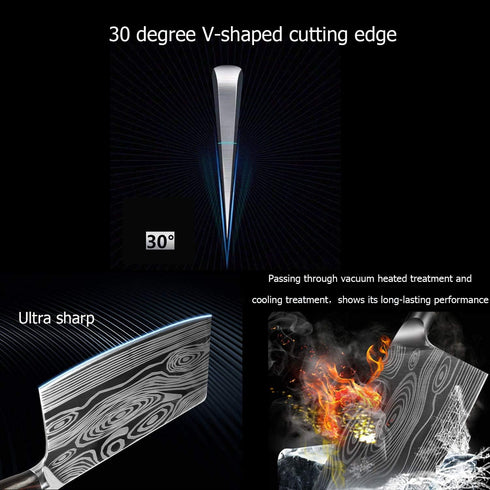 Meat Cleaver, 7" Chinese Chef’s Knife Vegetable Cleaver German High Carbon Stainless Steel Kitchen Knife With Ergonomic Handle for Cooking (Meat k...