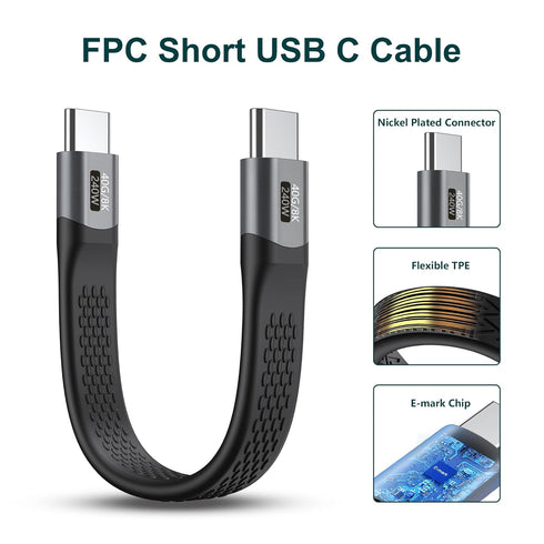 2-Packs Short USB C Cable, (5inch) Thunderbolt 4 USB 4 Cable with 40Gbps Data Transfer 240W PD Fast Charging 8K@60Hz, Compatible for iPhone 15 Pro...