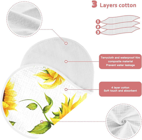 Muslin Baby Burp Cloths Set of 2, Soft Absorbent Big Sunflower Muslin Washcloths, Bibs, Face Towel for Newborn Boys Girls, 22 x 11 Inch...