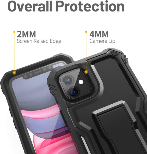 FITO Compatible with iPhone 11 Case, Dual Layer Shockproof Heavy Duty Case with Screen Protector for iPhone 11 and iPhone XR 6.1 inch, Built-in Ki...