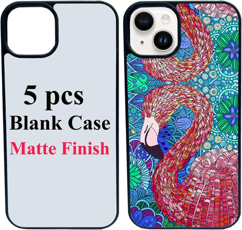 JUSTRY 5 Sets Sublimation Blanks Phone Case Bulk Covers Compatible with iPhone 14, 6.1-Inch, 2 in 1 2D DIY Clear Case Soft Rubber Cover+Inserts Ma...