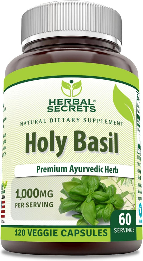 Herbal Secrets Holy Basil Supplement | 1000 Mg Per Serving | 120 Veggie Capsules | Non-GMO | Gluten Free | Made in USA...
