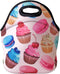allydrew Insulated Neoprene Lunch Bag Zipper Lunch Box Tote, Cupcakes...