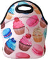 allydrew Insulated Neoprene Lunch Bag Zipper Lunch Box Tote, Cupcakes...