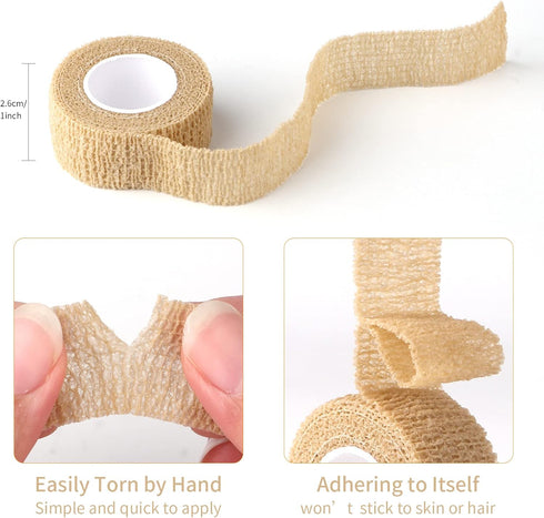 12pc-1 Inch Wide Skin Colour Elastic Self- Adhesive Bandage Finger Tape?Wrap Bandages, for Wrist and Ankle Sprains & Swelling...