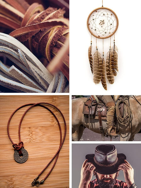 Mandala Crafts Espresso Brown Leather Cord for Jewelry Making - 6.55 Yds 4mm Leather Strips for Crafts Braiding - Flat Genuine Leather Cord String...