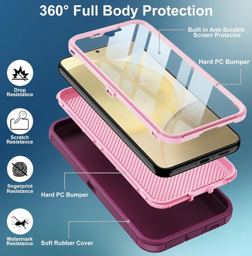 for Samsung Galaxy S24 Plus Case, with Built in Screen Protector Heavy Duty Drop Protection, Full Body Rugged Shockproof Protective Phone Cover fo...