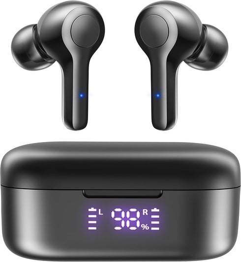 MOZOTER Bluetooth 5.3 Wireless Earbuds,Deep Bass Loud Sound Clear Call Noise Cancelling with 4 Microphones in-Ear Headphones with Wireless Chargin...