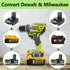 for Dewalt & for Milwaukee to Ryobi Battery Adapter, Fit for Dewalt 18v-20v & for Milwaukee 18v M18 Lithium Batteries, DM18RL converter use for Ry...