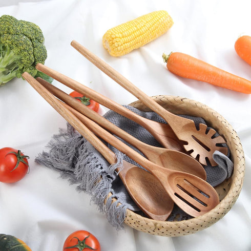 2PCS Acacia Wooden Spoons For Cooking-14 Inch Smooth Finish Cooking Spoons-Comfortable Grip Wood Spoons for Cooking - Non-Stick Cooking Utensils (...