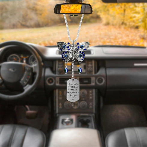 Car Hanging Ornament Butterfly Charm,Car Mirror Decor Hanging,Car Mirror Charm Car Mirror Hanging Accessories(E)...