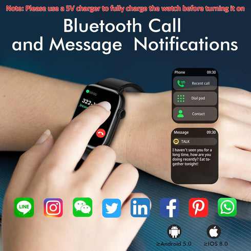 Smart Watch for Android iPhone, 1.9" Fitness Tracker with (Answer/Make Calls) IP 67 Waterproof Sport Digital Watches, Blood Pressure Heart Rate Mo...