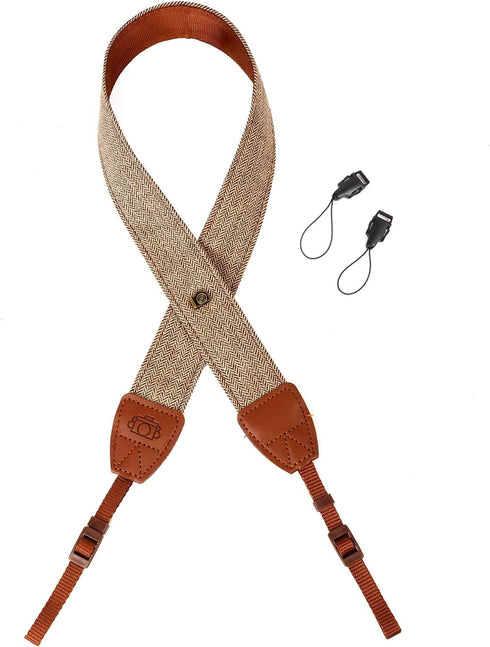 WANBY Camera Strap Brown Canvas Neck Shoulder Strap with Quick Release Buckles for DSLR SLR...