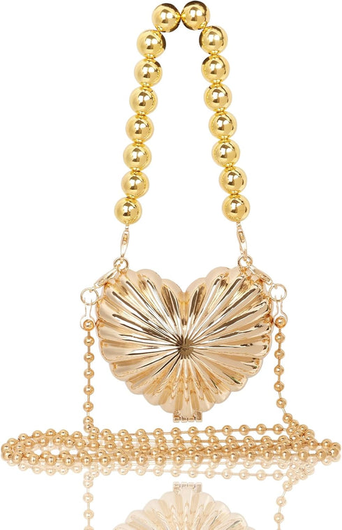 Women Mini Heart Shaped Evening Bag Shoulder Bag Small Crossbody Purse for Wedding Party Evening Handbag...