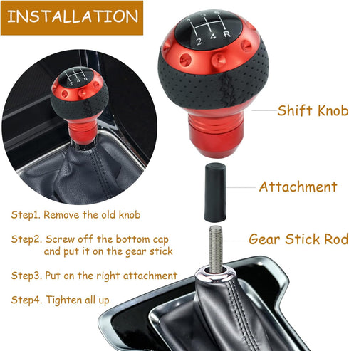 Shifter Knobs 5 Speed Gear Ball Shift Handle Car Transmission Lever Handle for Most Manual Automation Vehicles (Red)...