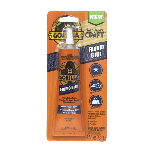 Gorilla Waterproof Fabric Glue 2.5 Ounce Tube, Clear, (Pack of 1)...