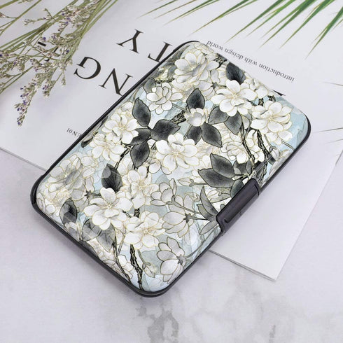 ELFISH Mini RFID Aluminum Wallet Credit Cards Holder Business Card Case Metal ID Case for Men Women (White Lotus)...