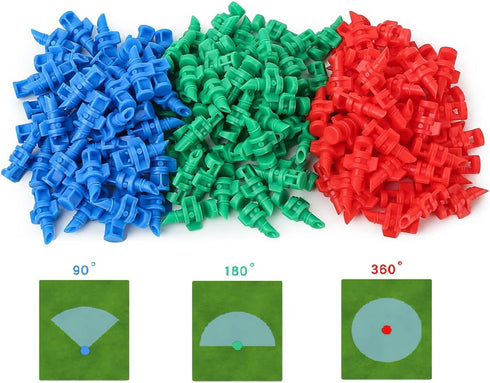 150pcs 90/180/360 Degree Polyethylene (PE) Micro Sprayer Refraction Automizing Sprinkler Nozzle Irrigation System Garden Lawn Plant Irrigation Wat...