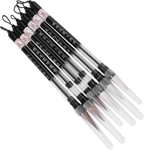 6 Pcs/Set Water Brush Pen, Piston Water Color Brush Chinese Japanese Calligraphy Pen for Beginner Painting Reusable Brush Drawing Pen Art Supplies...