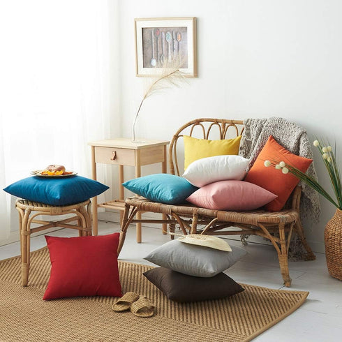 4TH Emotion Outdoor Waterproof Throw Pillow Covers Garden Cushion Case for Patio Couch Sofa Polyester Home Decoration Pack of 2, 20 X 20 Inches Tu...