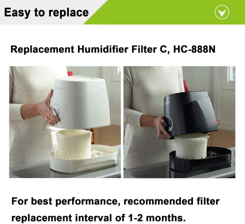 Lemige 4 Pack Humidifier Wicking Filters Compatible with Honeywell HC-888, HC-888N, Filter C, HCM-890, HEV-320 Series, Compatible with Duracraft DCM-200, DH-890