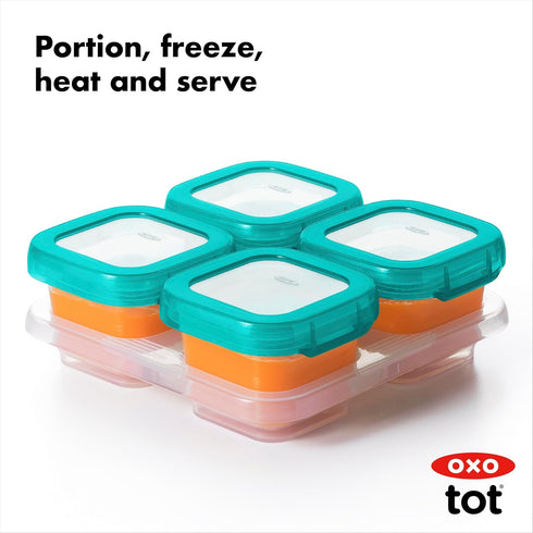 OXO Tot Baby Blocks Freezer Storage Containers Teal (4 Oz)...